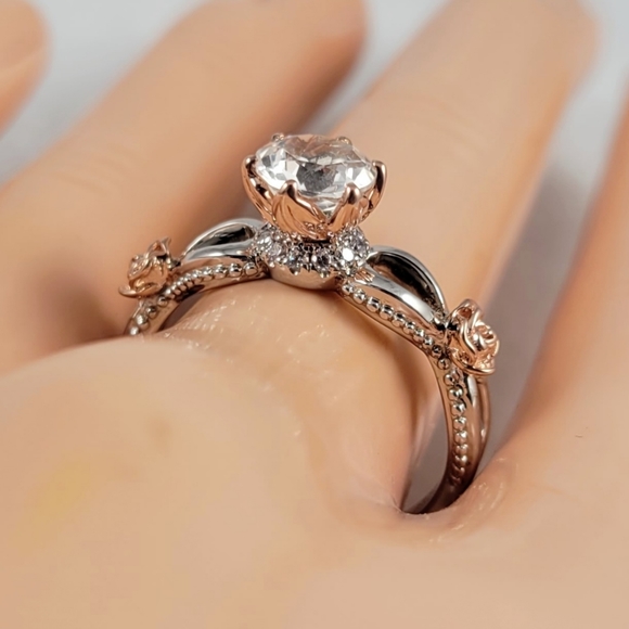 1ct Natural White Topaz and Diamonds Ring - Picture 13 of 15